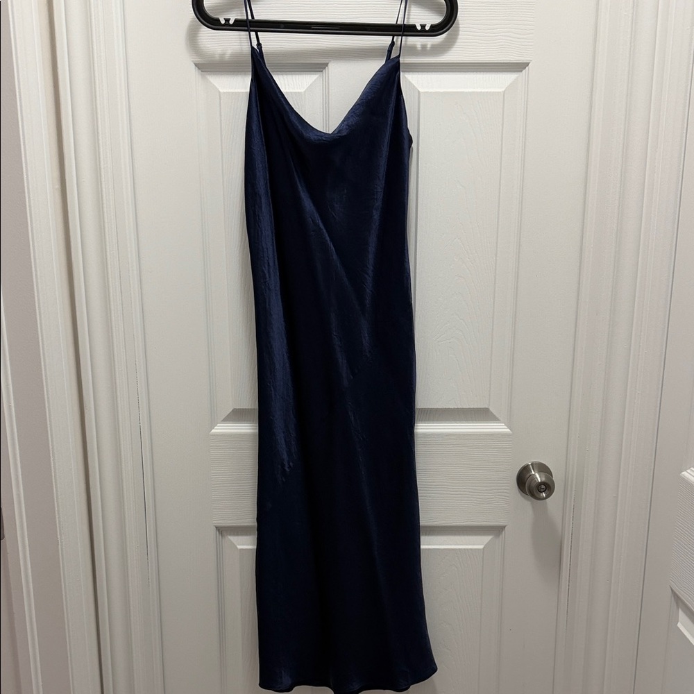 Babaton Navy Blue Slip Midi Dress